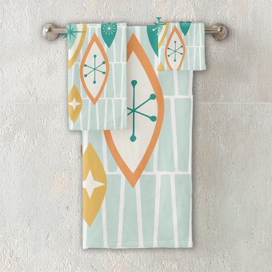 Abstrakte Formen und Sterne im Atomzeitalter Badhandtuch Set