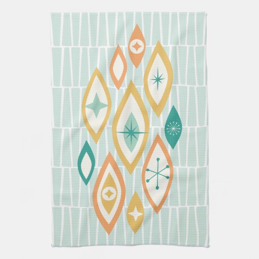 Abstrakte Formen und Sterne im Atomzeitalter Geschirrtuch (Vertikal)