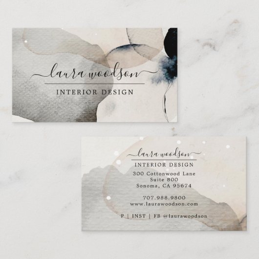 Abstrakte Formen von Aquarellen - Innenarchitekten Visitenkarte (Vorne/Hinten)