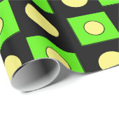 Abstrakte Formen von Schwarzkalkgrün und Gelb Geschenkpapier (Rolleneckpunkt)