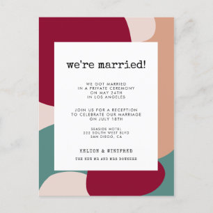 Abstrakte Formen zeitgenössische Hochzeitsankündig Postkarte