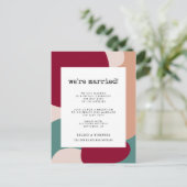 Abstrakte Formen zeitgenössische Hochzeitsankündig Postkarte (Stehend Vorderseite)