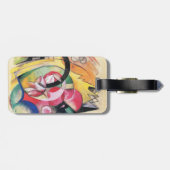 Abstrakte Formulare (auch: farbige Blume) von Fran Gepäckanhänger (Rückseite horizontal)