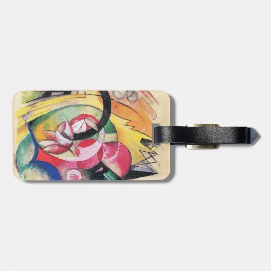 Abstrakte Formulare (auch: farbige Blume) von Fran Gepäckanhänger (Rückseite horizontal)