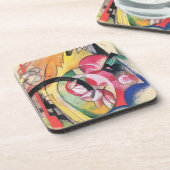 Abstrakte Formulare (auch: farbige Blume) von Fran Getränkeuntersetzer (Linke Seite)