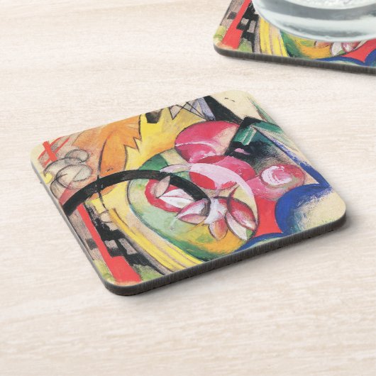 Abstrakte Formulare (auch: farbige Blume) von Fran Getränkeuntersetzer (Linke Seite)