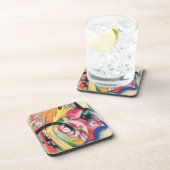 Abstrakte Formulare (auch: farbige Blume) von Fran Getränkeuntersetzer (Rechte Seite)