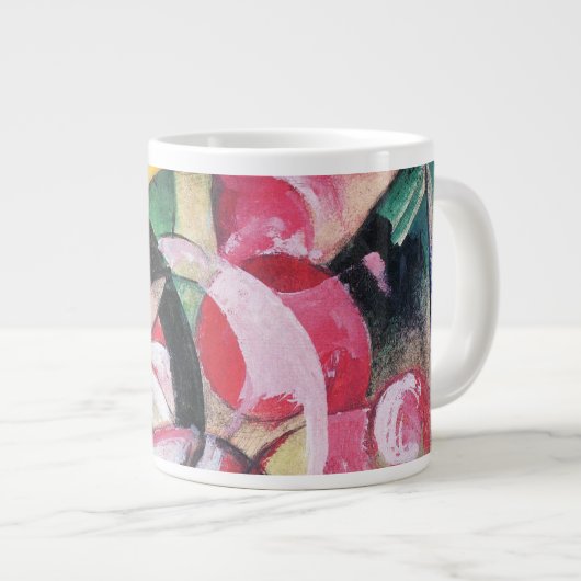Abstrakte Formulare (auch: farbige Blume) von Fran Jumbo-Tasse (Vorderseite Rechts)