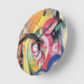 Abstrakte Formulare (auch: farbige Blume) von Fran Runde Wanduhr (Winkel)