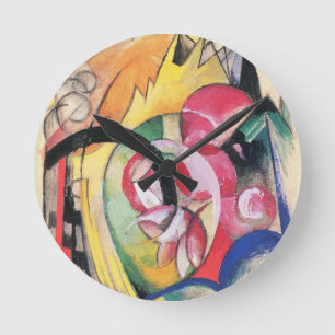 Abstrakte Formulare (auch: farbige Blume) von Fran Runde Wanduhr