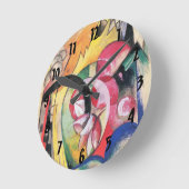 Abstrakte Formulare (auch: farbige Blume) von Fran Runde Wanduhr (Winkel)