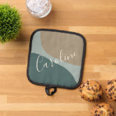 Abstrakte Formulare mit Aquamarinem Personalisiert Topflappen (Oben Unten)