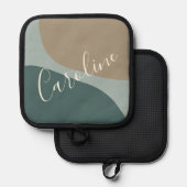 Abstrakte Formulare mit Aquamarinem Personalisiert Topflappen (Vorderseite/Rückseite)