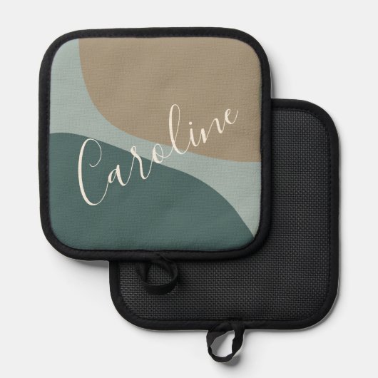 Abstrakte Formulare mit Aquamarinem Personalisiert Topflappen (Vorderseite/Rückseite)