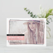 Abstrakte Foto-Abschluss in Rosa und Schwarz Einladung (Stehend Vorderseite)