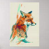 Abstrakte Fox Art Print, lebhafte Illustration Poster (Vorne)