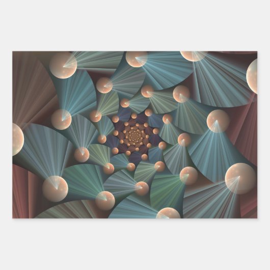 Abstrakte Fraktal Kunst mit tiefbraunem Schiefer B Geschenkpapier Set (Vorderseite)