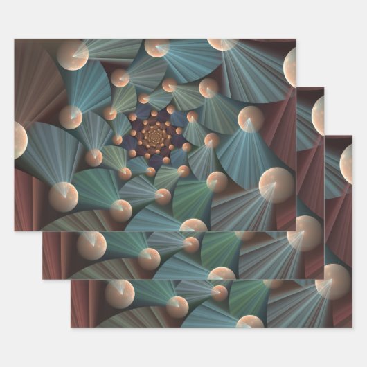 Abstrakte Fraktal Kunst mit tiefbraunem Schiefer B Geschenkpapier Set (Set)