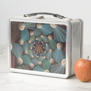 Abstrakte Fraktal Kunst mit tiefbraunem Schiefer B Metall Lunch Box