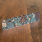 Abstrakte Fraktal Kunst mit tiefbraunem Schiefer B Namensplakette (Seite)