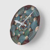 Abstrakte Fraktal Kunst mit tiefbraunem Schiefer B Runde Wanduhr (Winkel)