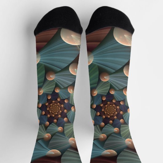 Abstrakte Fraktal Kunst mit tiefbraunem Schiefer B Socken (Oben)