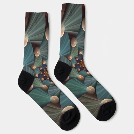 Abstrakte Fraktal Kunst mit tiefbraunem Schiefer B Socken (Rechts)