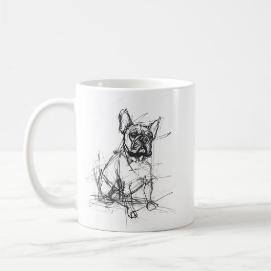 Abstrakte französische Bulldog-Sketch Kaffeetasse (Links)