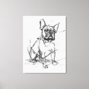 Abstrakte französische Bulldog-Sketch Leinwanddruck