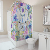 Abstrakte französische Bulldogfarbenfarbe Duschvorhang (Beispiel)