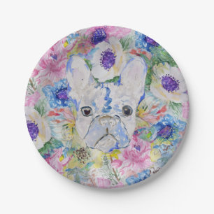 Abstrakte französische Bulldogfarbenfarbe Pappteller
