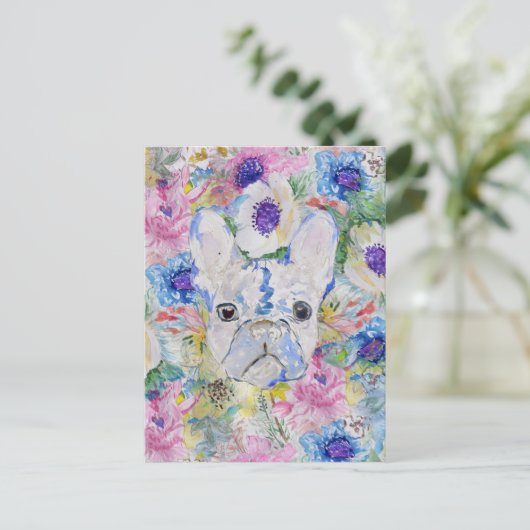 Abstrakte französische Bulldogfarbenfarbe Postkarte (Stehend Vorderseite)