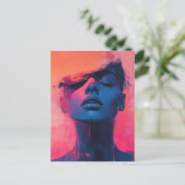 Abstrakte Frau Blau und Rosa Postkarte (Stehend Vorderseite)