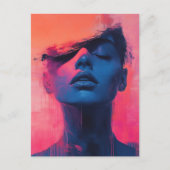 Abstrakte Frau Blau und Rosa Postkarte (Vorderseite)