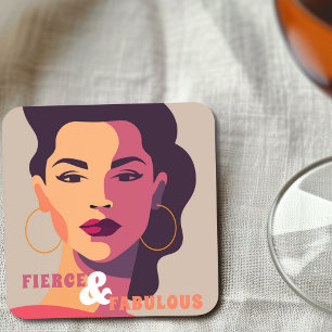 Abstrakte FRAU FIERCE & FABULOUS Moderne Getränkeuntersetzer