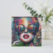 Abstrakte Frau in Sonnenbrille Karte (Stehend Vorderseite)