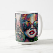 Abstrakte Frau in Sonnenbrille Kunst Kaffeetasse (VorderseiteRechts)