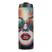 Abstrakte Frau in Sonnenbrille Kunst Thermosbecher (Vorderseite)