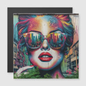 Abstrakte Frau in Sonnenbrille Magnetkarte (Vorne/Hinten)