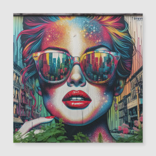 Abstrakte Frau in Sonnenbrille Magnetkarte