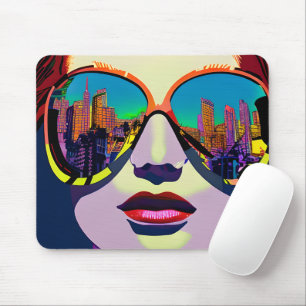 Abstrakte Frau in Sonnenbrille mit City Reflection Mousepad