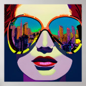 Abstrakte Frau in Sonnenbrille mit City Reflection Poster (Vorne)