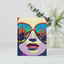 Abstrakte Frau in Sonnenbrille mit City Reflection