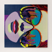 Abstrakte Frau in Sonnenbrille mit City Reflection Puzzle (Horizontal)