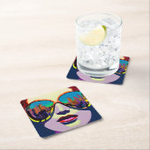 Abstrakte Frau in Sonnenbrille mit City Reflection Rechteckiger Pappuntersetzer (Vor Ort)