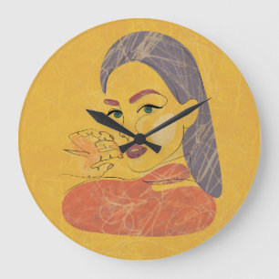 Abstrakte Frau: Minimalistisches Portrait Große Wanduhr