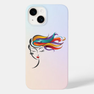 Abstrakte Frau mit farbenfroher Fliegenwelt Kunst Case-Mate iPhone 14 Hülle
