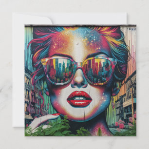 Abstrakte Frau mit Sonnenbrille Ai-Kunst leer Karte