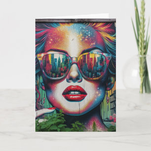 Abstrakte Frau mit Sonnenbrille Ai-Kunst leer Karte