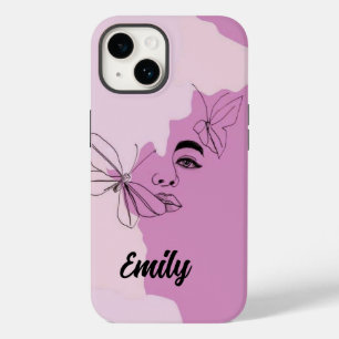 Abstrakte Frau und Schmetterling Line Kunst im Lil Case-Mate iPhone 14 Hülle